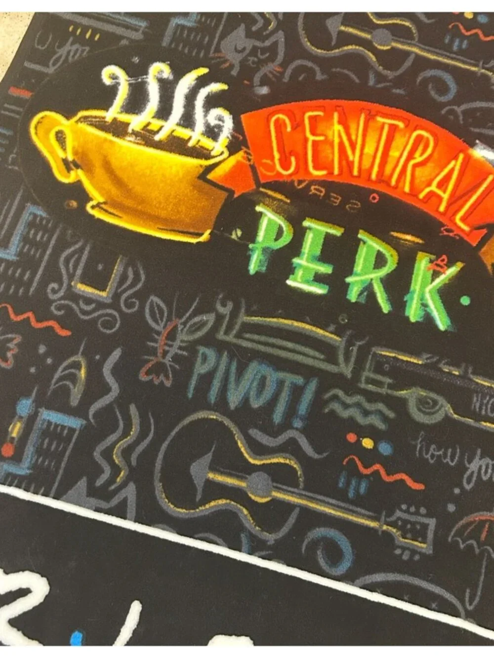Friends Central Perk Blanket – The Northwest Group – Black Throw with Logo Quote
